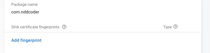 Firebase cấu hình certificate fingerprints