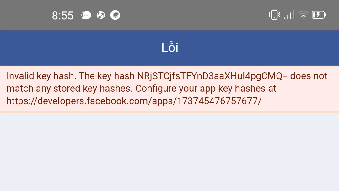 Facebook Invalid key hash